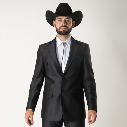 NG-102-5 Traje Negro Bordado Craquer c/Piedra