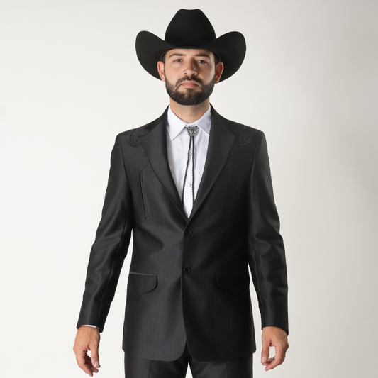 NG-102-5 Traje Negro Bordado Craquer c/Piedra