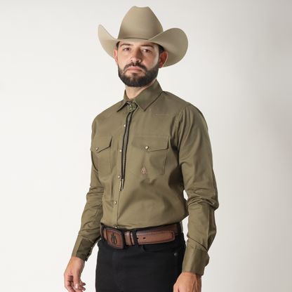 Camisa Caballero Lisa Verde Militar 80100023009