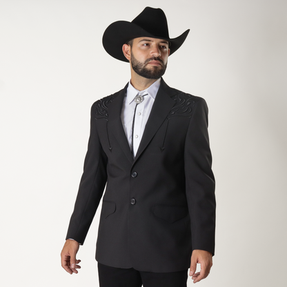 NGP-152 Traje Negro Bordado Hojas
