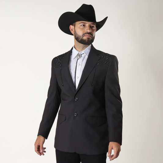 NGP-152 Traje Negro Bordado Hojas