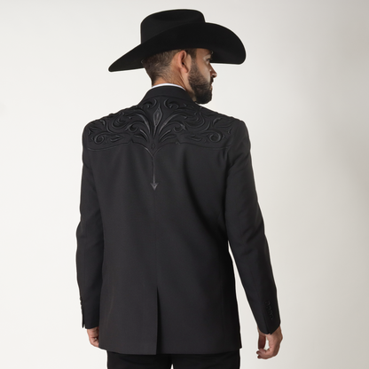 NGP-152 Traje Negro Bordado Hojas