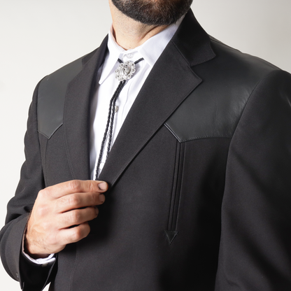 NGP-104-5 Traje Negro c/piel Lisa Negra