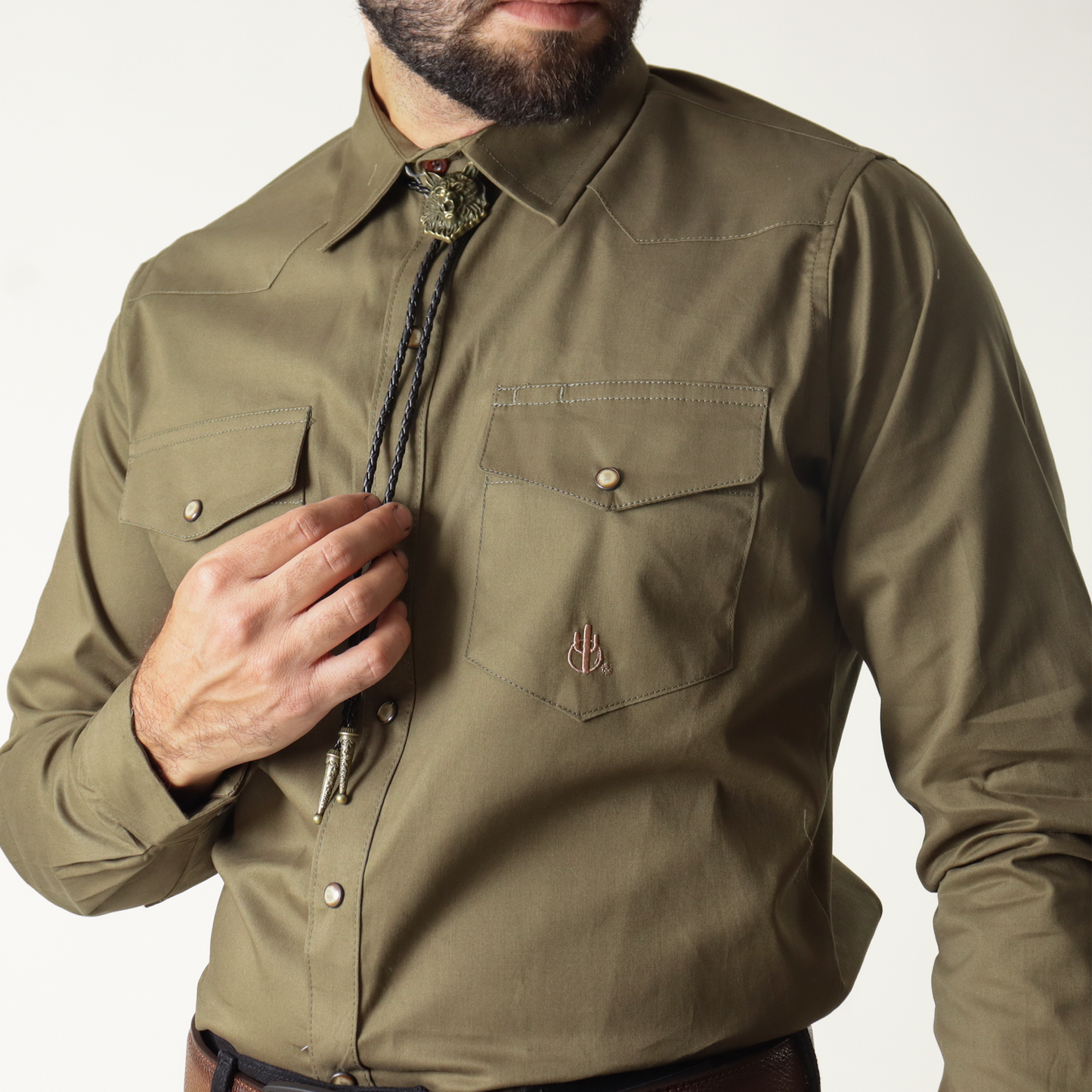 Camisa Caballero Lisa Verde Militar 80100023009