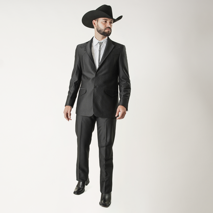 NG-102-5 Traje Negro Bordado Craquer c/Piedra