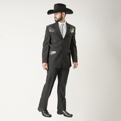 NGP-104-5 Traje Negro c/piel Lisa Negra