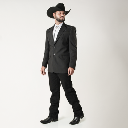 NGP-152 Traje Negro Bordado Hojas