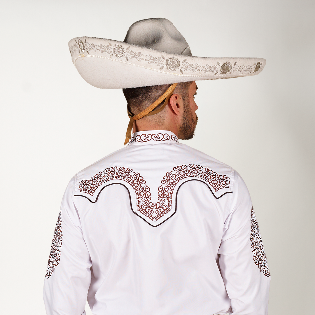 CAMISA CHARRA BLANCA BORDADO MARIACHI