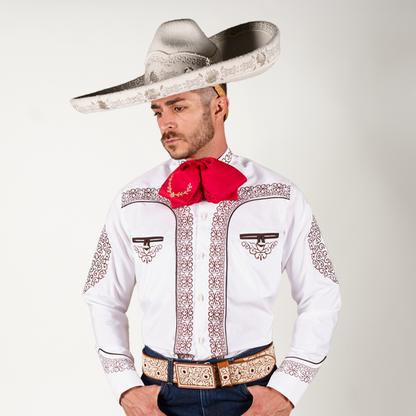 CAMISA CHARRA BLANCA BORDADO MARIACHI