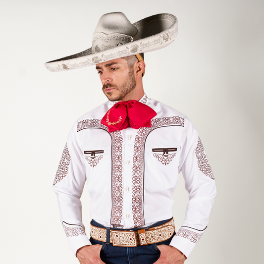 CAMISA CHARRA BLANCA BORDADO MARIACHI