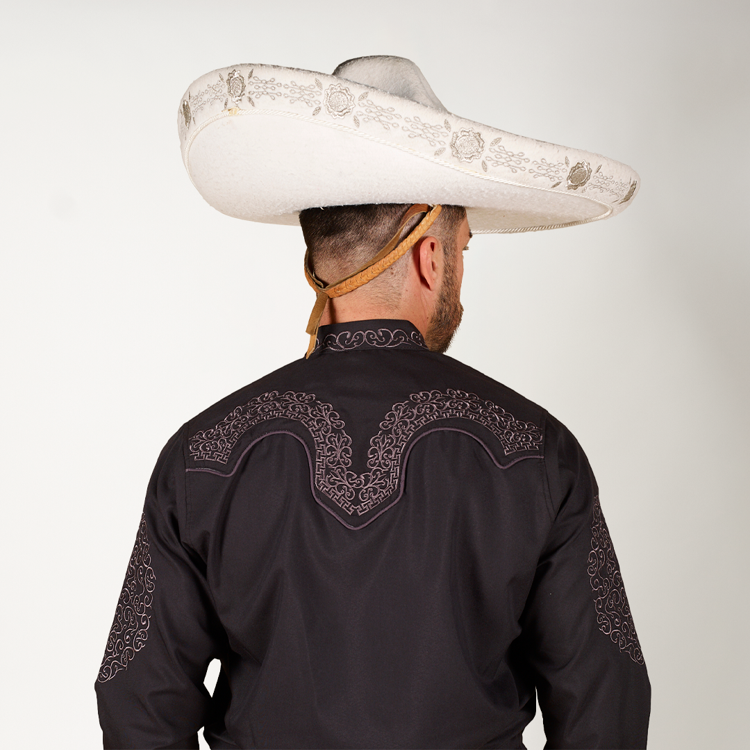 CAMISA CHARRA NEGRA BORDADO MARIACHI
