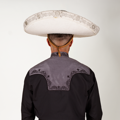 CAMISA CHARRA NEGRA/GRIS BORDADO ARGEN