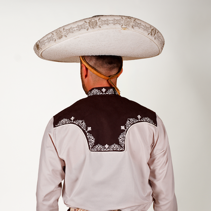 CAMISA CHARRA GRIS/NEGRO BORDADO ARGEN