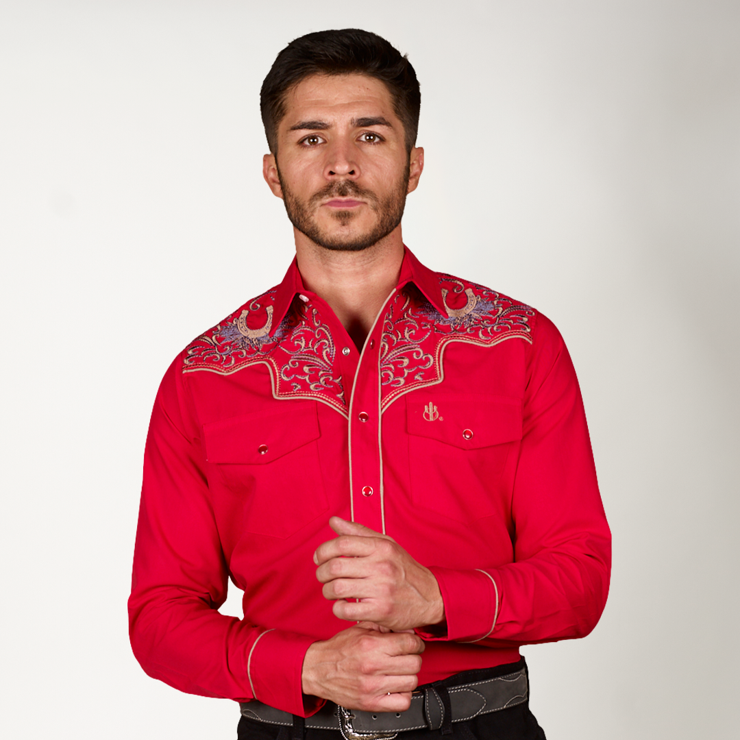 CAMISA ROJA BORDADO HERRADURA