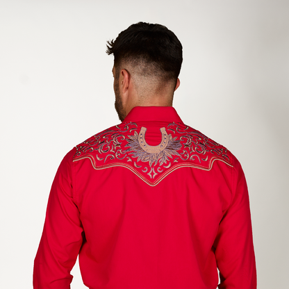 CAMISA ROJA BORDADO HERRADURA