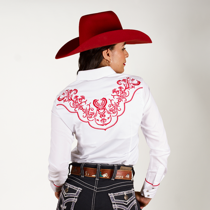 CAMISA BLANCA BORDADO BICOLOR