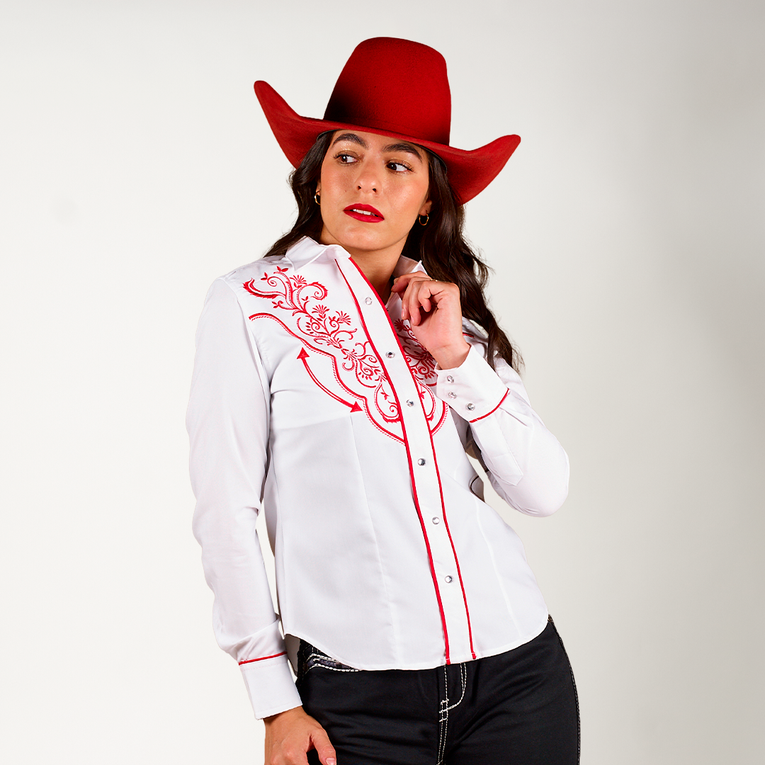 CAMISA BLANCA BORDADO BICOLOR