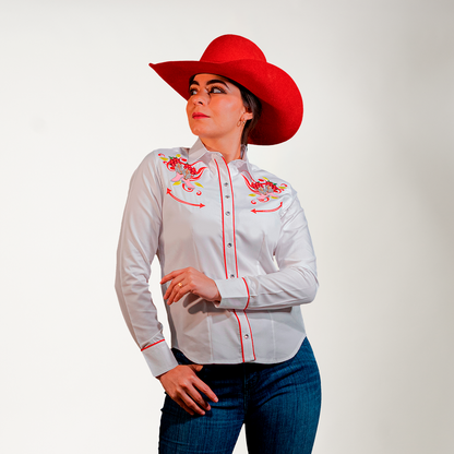 CAMISA BLANCA BORDADO BOTAS