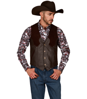 CHALECO DE CABALLERO PIEL - C-100-1 CAFE