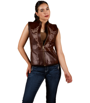 CHALECO PIEL BORREGO BORDADO - D-317